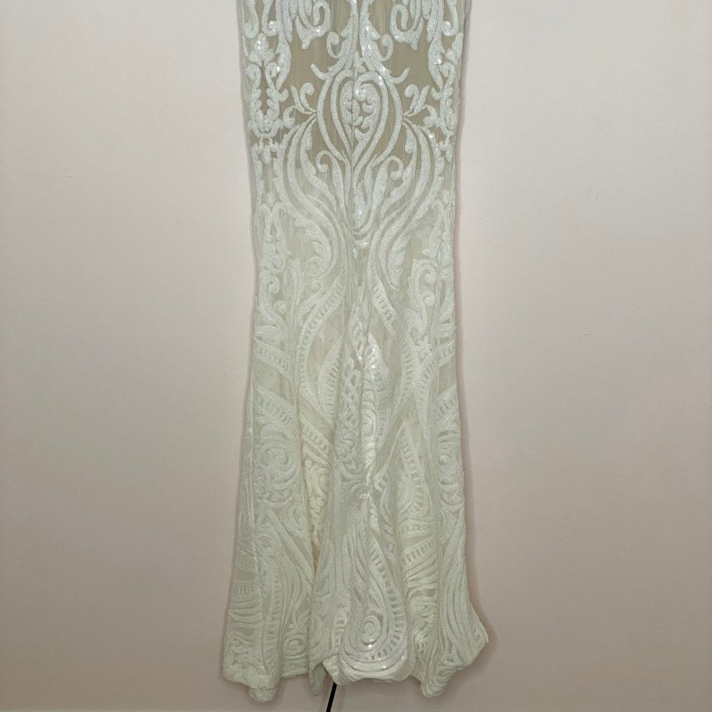 Windsor Meg Formal Sequin Halter Dress White Sz M - Picture 7 of 15